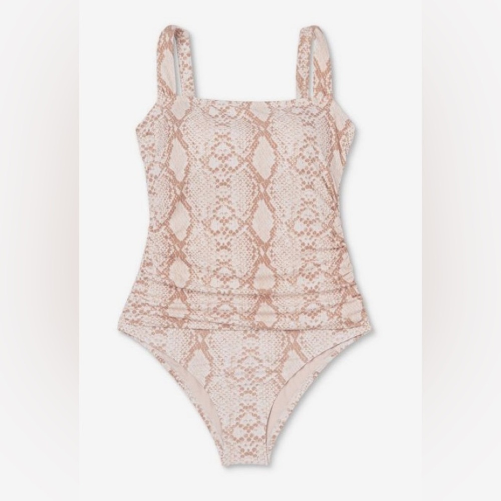 NWT Kona Sol Square Neck Ruched One Piece Snakeskin XL Swimsuit